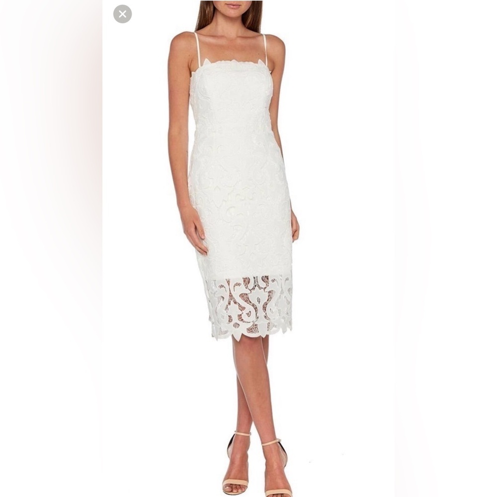 Bardot Lina White Lace Midi Dress NWT